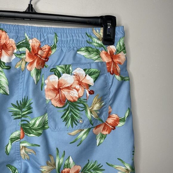OLD NAVY Swim Trunks Mens Medium M NEW Blue Tropical Floral Mesh Lined Pockets - Picture 5 of 8